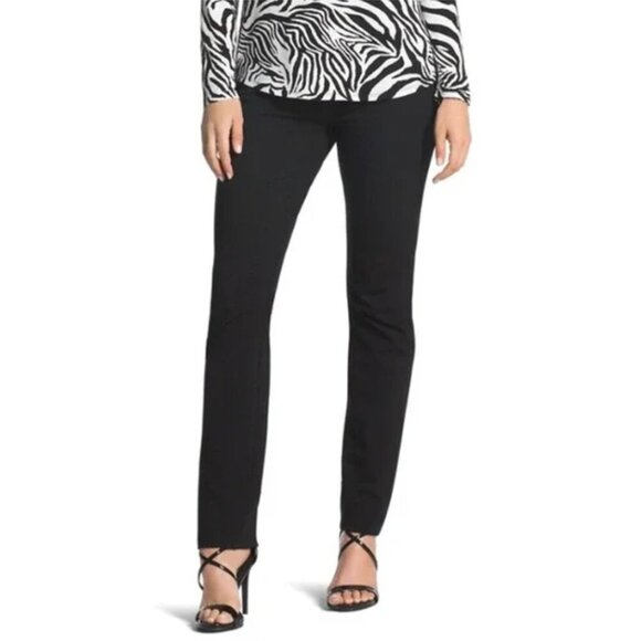 CHICO'S 0 SHORT Ponte Zip 5 Pocket Pants Black Pants and/or Jeggings 4 SHORT 4S - Picture 4 of 16